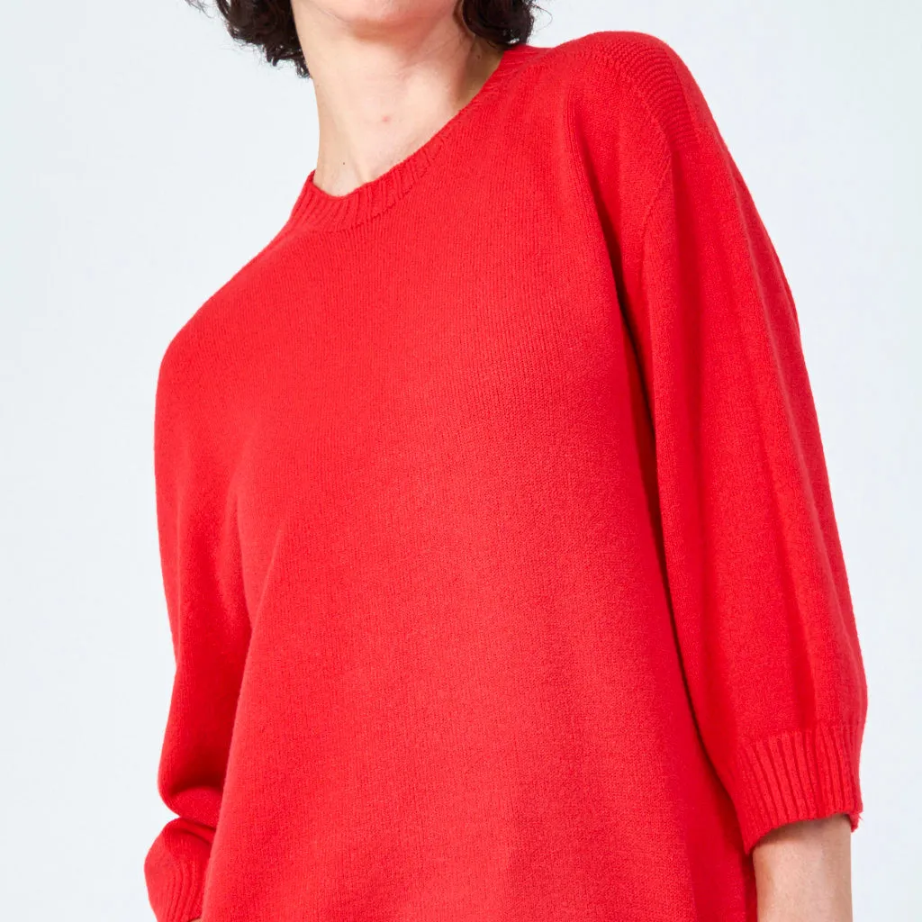 3/4 sleeve knit top with relaxed fit wholesale