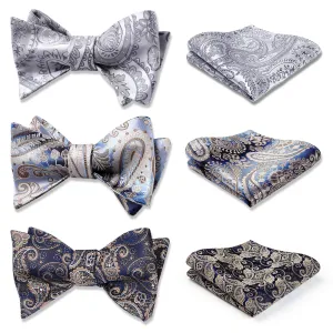 3PCS Mixed Design Bow tie & Pocket Square Sets - B3-19