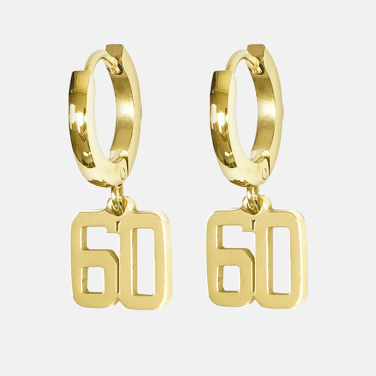 60 Number Earring - Gold Plated Stainless Steel