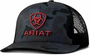 Ariat Men's Navy Camo Richardson 112 Trucker Cap with Red 3D Embroidered Logo A300090103