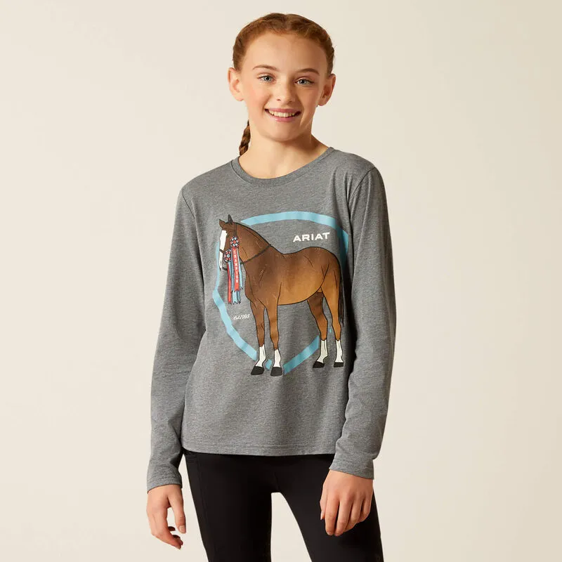 Ariat Youth Champion Pony Long Sleeved T Shirt Heather Grey