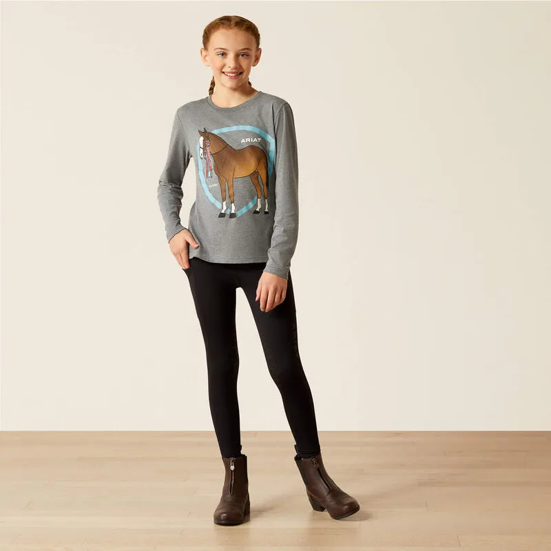 Ariat Youth Champion Pony Long Sleeved T Shirt Heather Grey