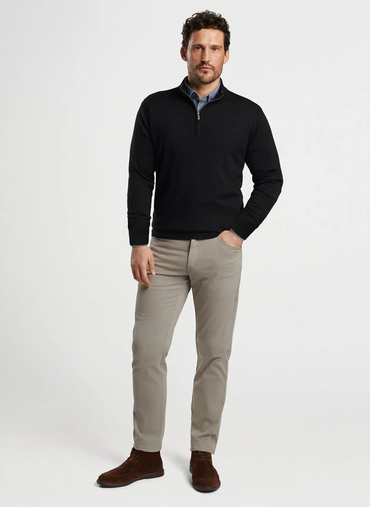 Autumn Crest Quarter-Zip in Black by Peter Millar