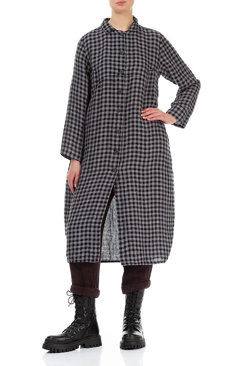 Balloon Grey Check Linen Jacket Dress