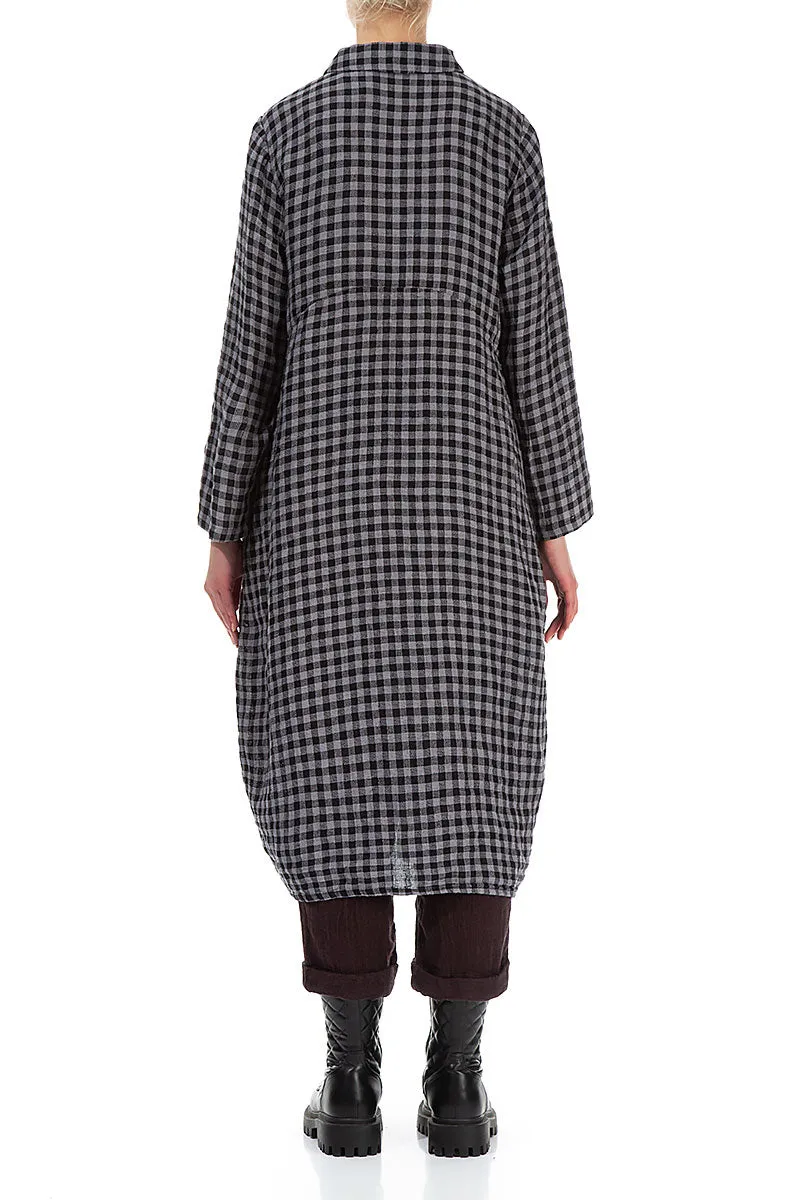 Balloon Grey Check Linen Jacket Dress