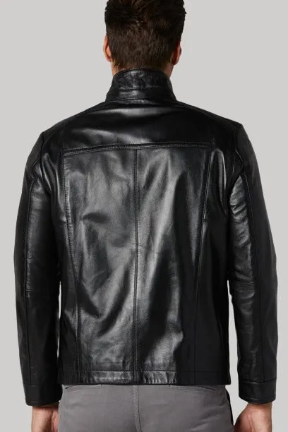 Bernie Classic Black Leather Jacket Men