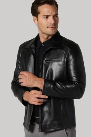 Bernie Classic Black Leather Jacket Men