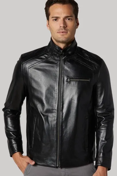 Bernie Classic Black Leather Jacket Men