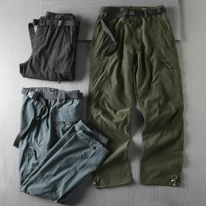 Bonsir With Belt Men's Outdoor Trekking Fishing Hiking Camp Windproof Thin Soft Shell Pants Straight Workwear Casual Trousers Tooling