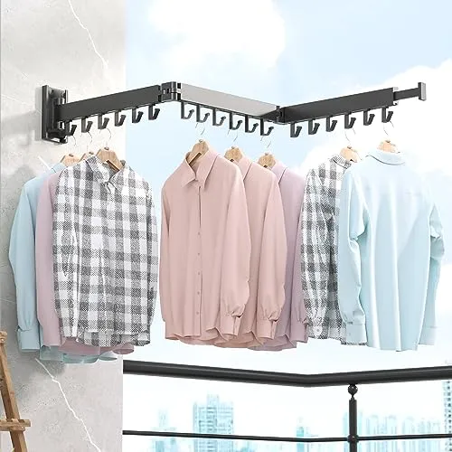 BOQORAD Drying Rack Clothing,Clothes Drying Rack,Wall Mounted Drying Rack,Laundry Drying Rack,Collapsible Drying Racks for Laundry Room,Clothes Hanger Rack Wall Mount