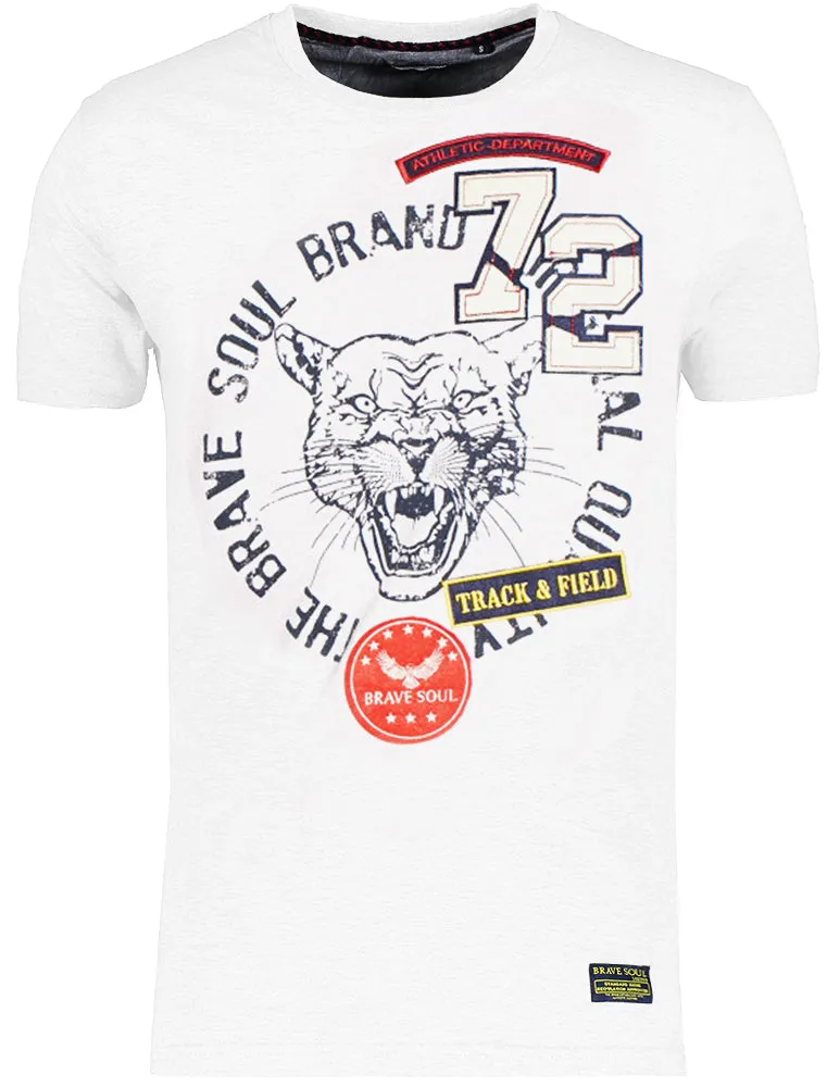 Brett Tiger Applique Crew Neck T-shirt In White