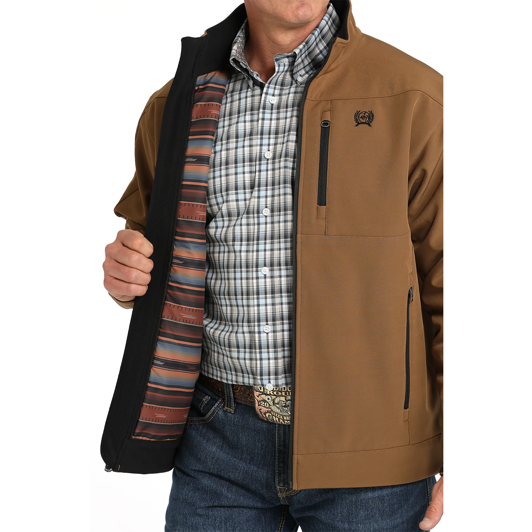 Cinch Men's Solid Bonded Logo Printed Brown Jacket MWJ1567012