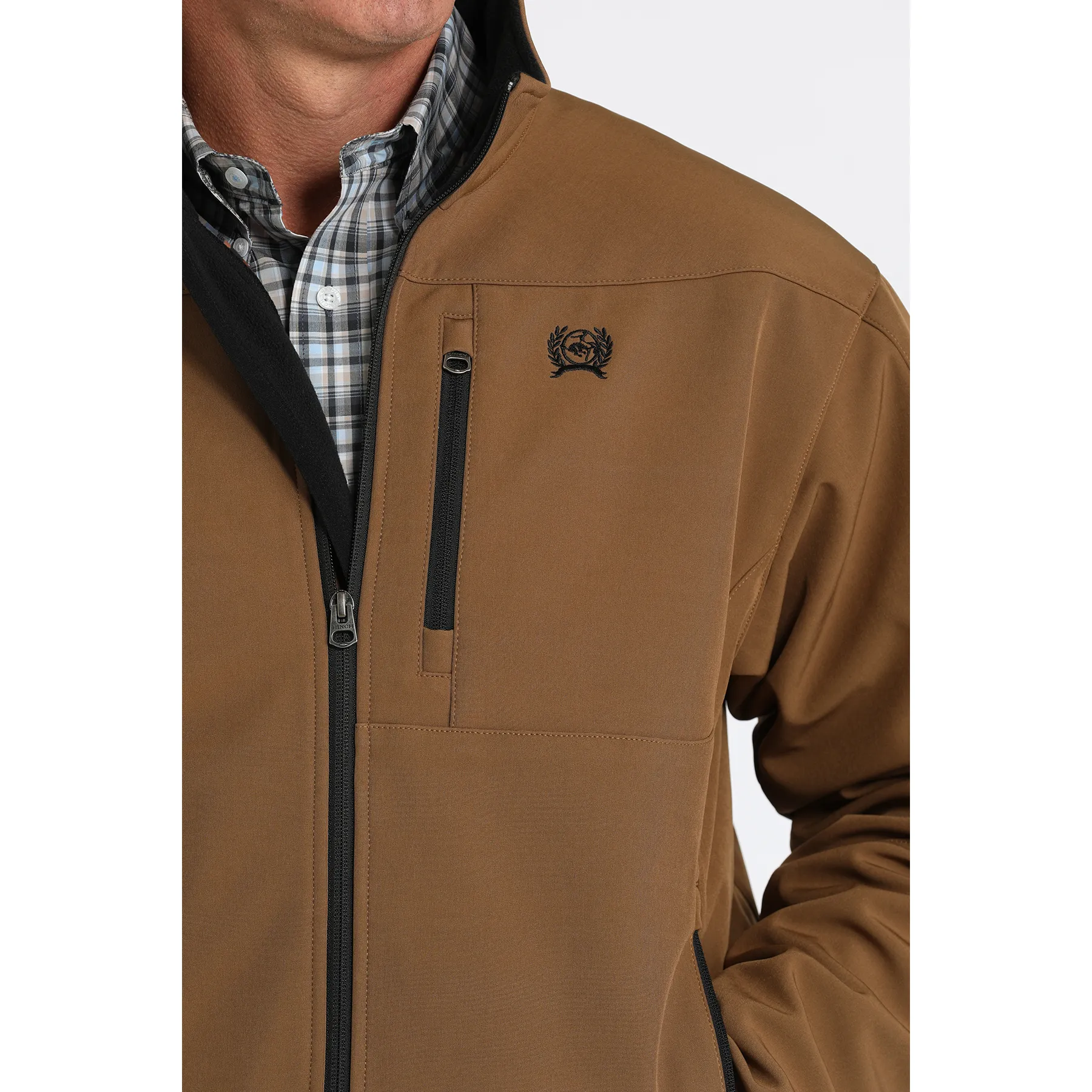 Cinch Men's Solid Bonded Logo Printed Brown Jacket MWJ1567012