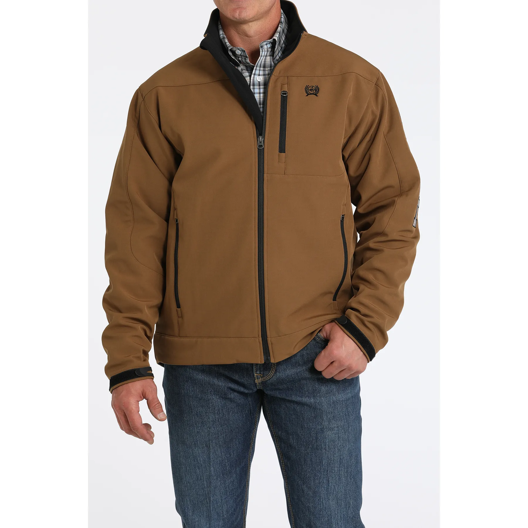 Cinch Men's Solid Bonded Logo Printed Brown Jacket MWJ1567012