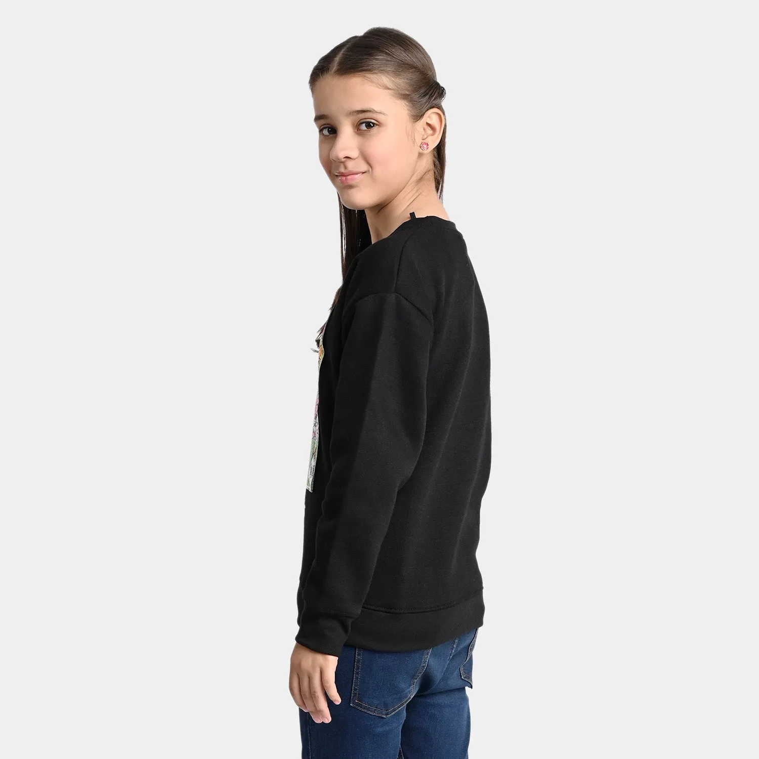 Girls Fleece Sweatshirt Character-BLACK