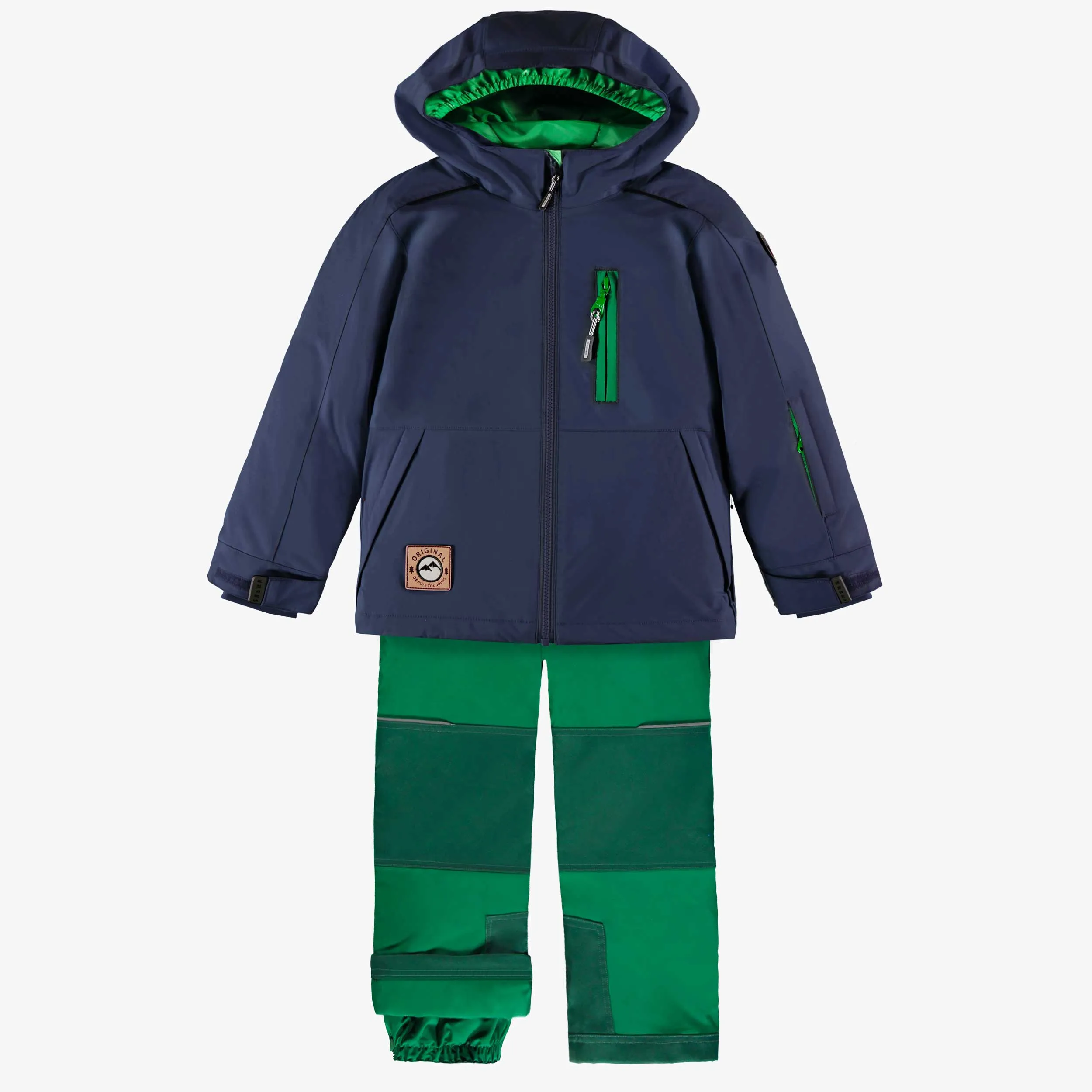 Habit de neige 3 en 1 marine et vert, enfant || 3-in-1 snowsuit navy and green, child