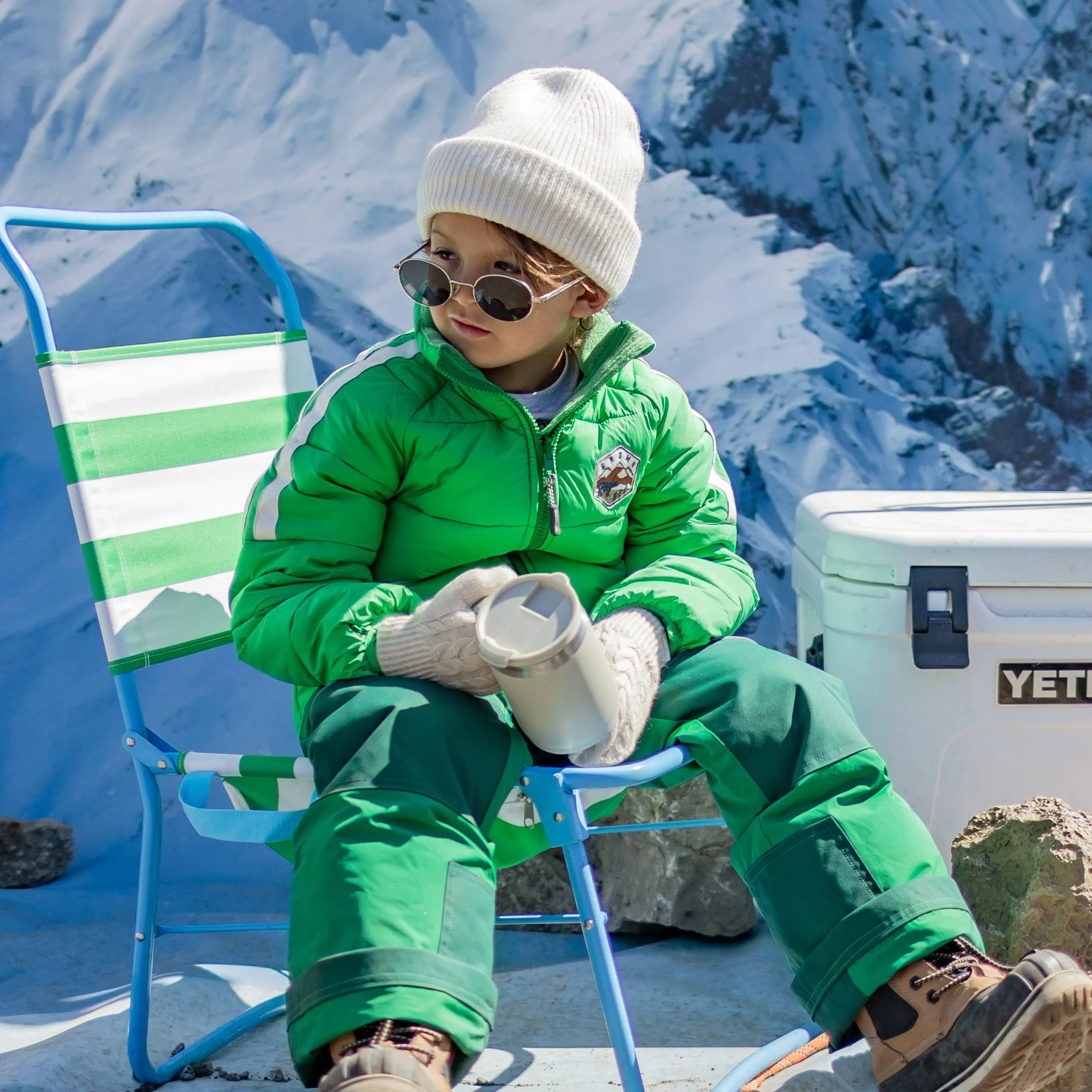 Habit de neige 3 en 1 marine et vert, enfant || 3-in-1 snowsuit navy and green, child