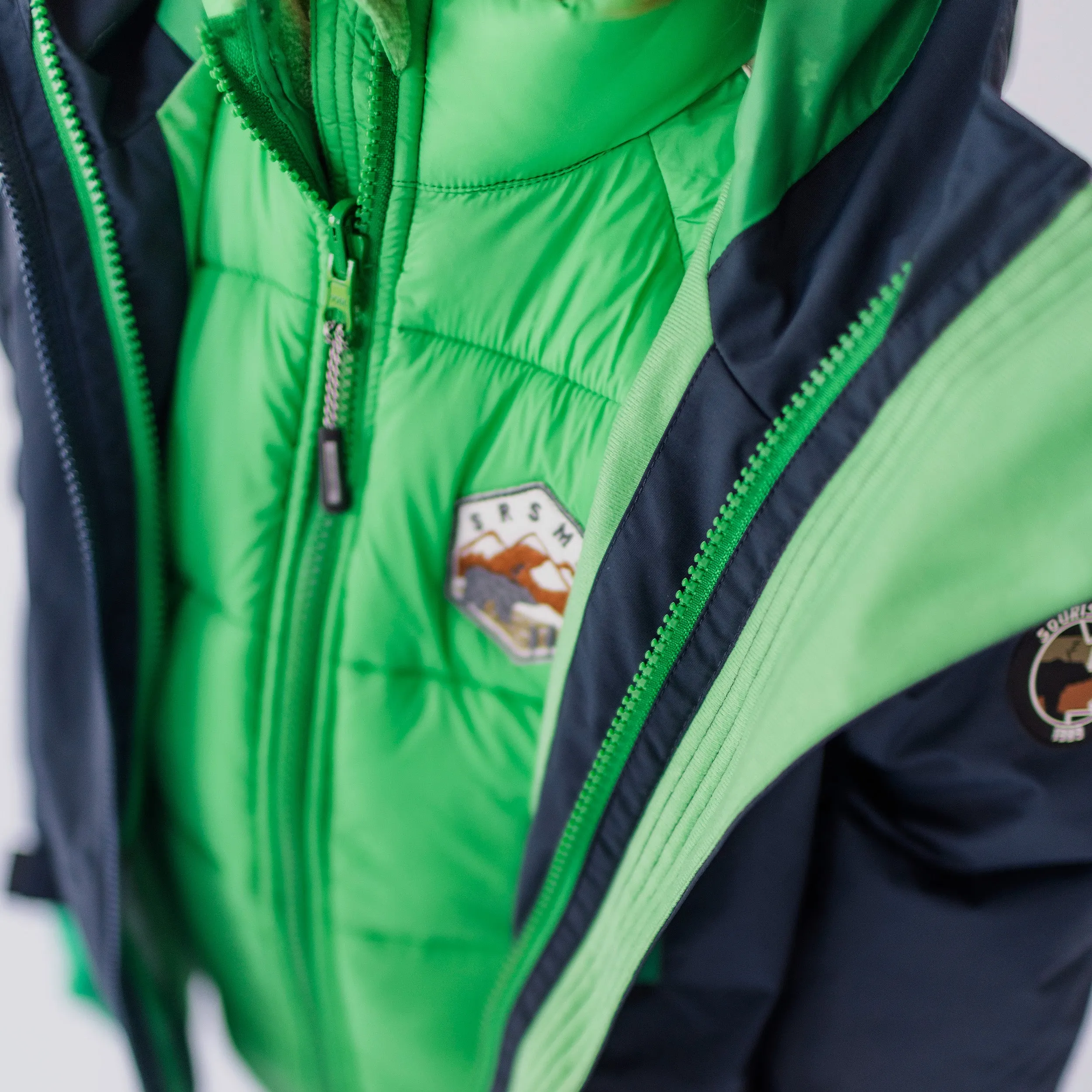 Habit de neige 3 en 1 marine et vert, enfant || 3-in-1 snowsuit navy and green, child