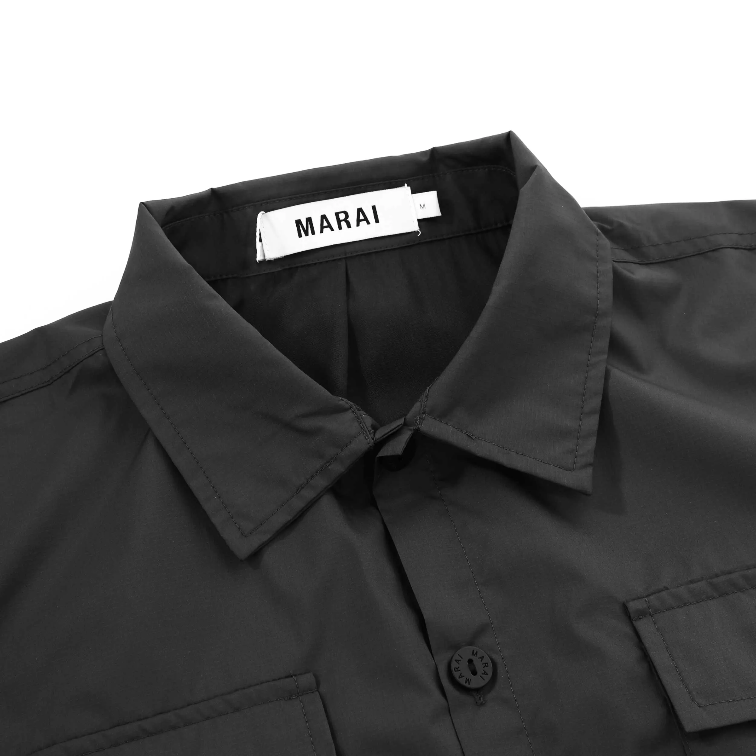 Marai Ripstop Nylon Overshirt in Black