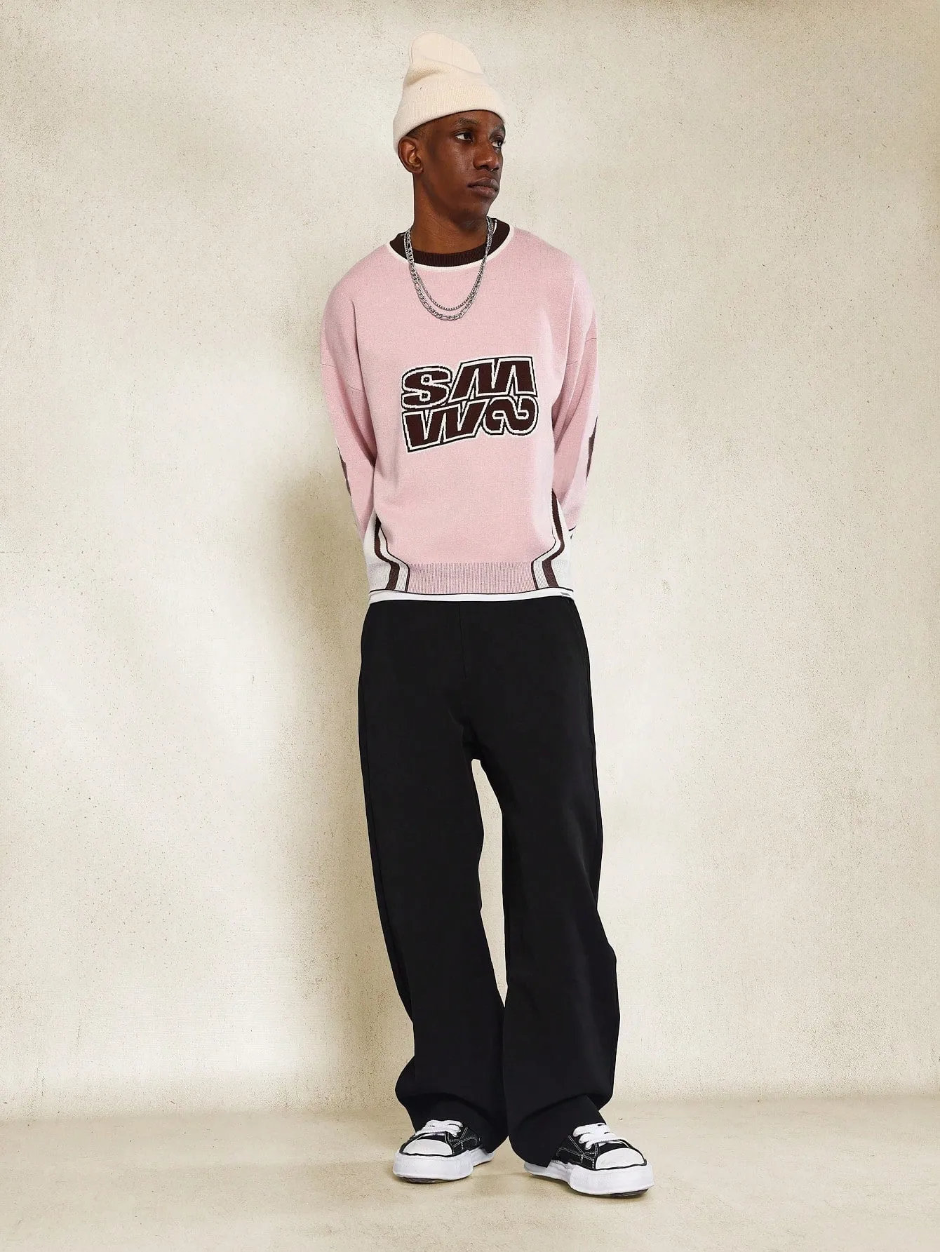 Motocross Knit Crew Neck Sweatshirt With Front Graphic Print