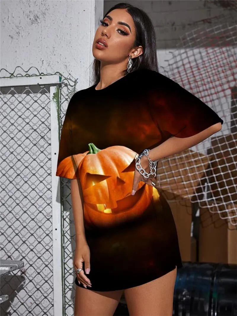 Pumpkin T Shirt Women Halloween T-shirts 3d Candle Funny T shirts Hip Hop Punk Rock