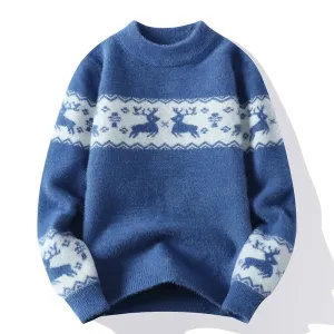 Reiner - Warm knitted sweater with Christmas deer print for men