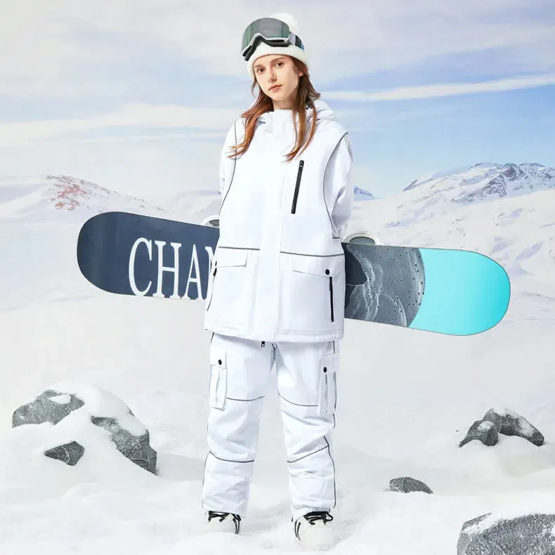 Retro Reflective Snowboard Suit Women Winter Ski Jacket & Pants Set