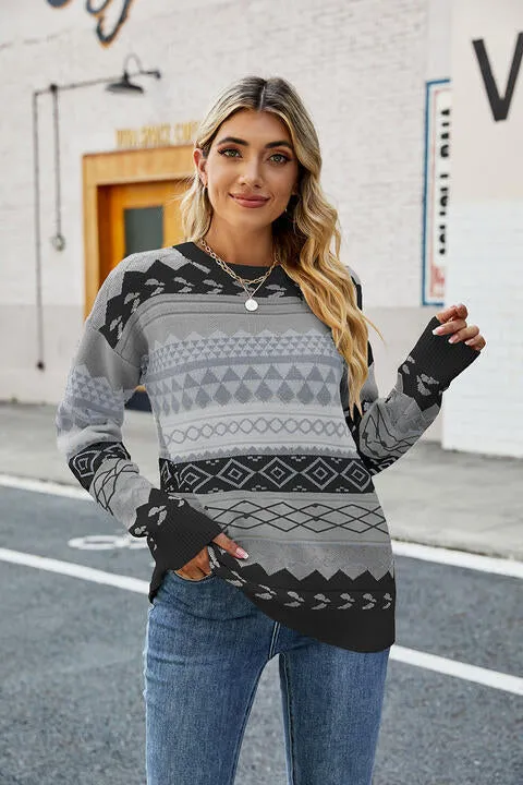 Round Neck Drop Shoulder Sweater