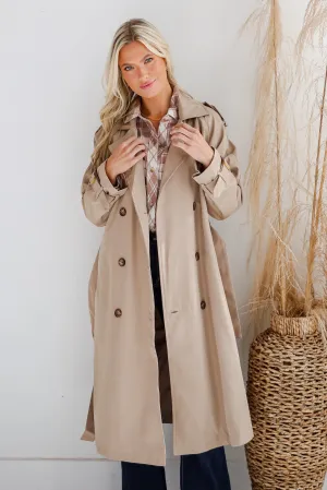 See The City Tan Trench Coat