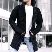 Solid Color Turtleneck Knitted Sweater Long Coat