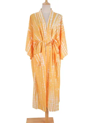 Tie-Dye Print Different Color Rayon Long Length Gown Kimono Duster Robe