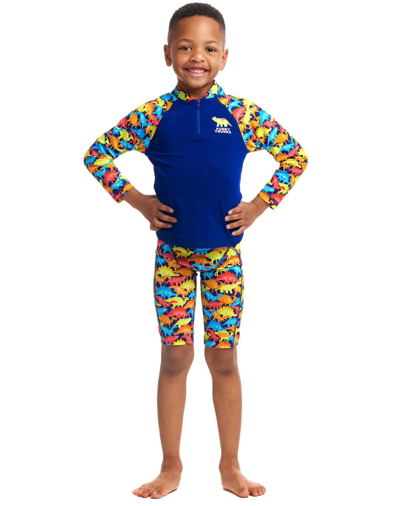 Toddler Boys Swimmasaurus Zippy Rash Vest  - Blue/Multi