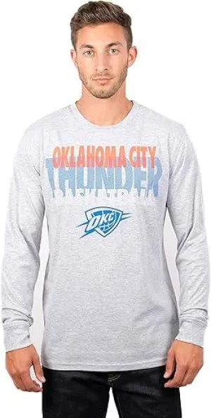 Ultra Game NBA Official Men’s Super Soft Supreme Long Sleeve T-Shirt - Unisex, Oklahoma City Thunder, Heather Gray|Oklahoma City Thunder