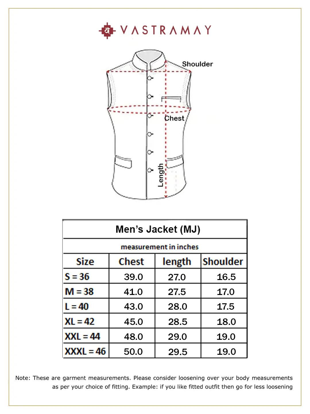 VASTRAMAY Red Stripes Nehru Jacket